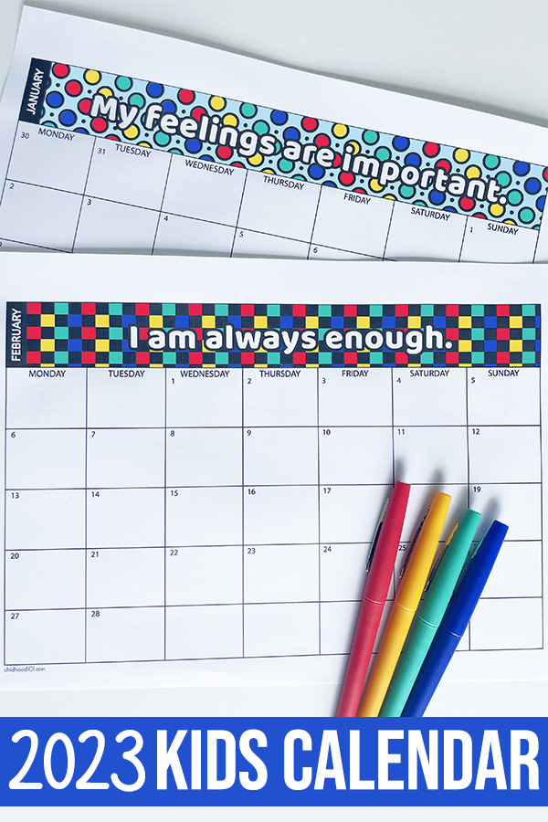 2023 Kids Calendar Printable