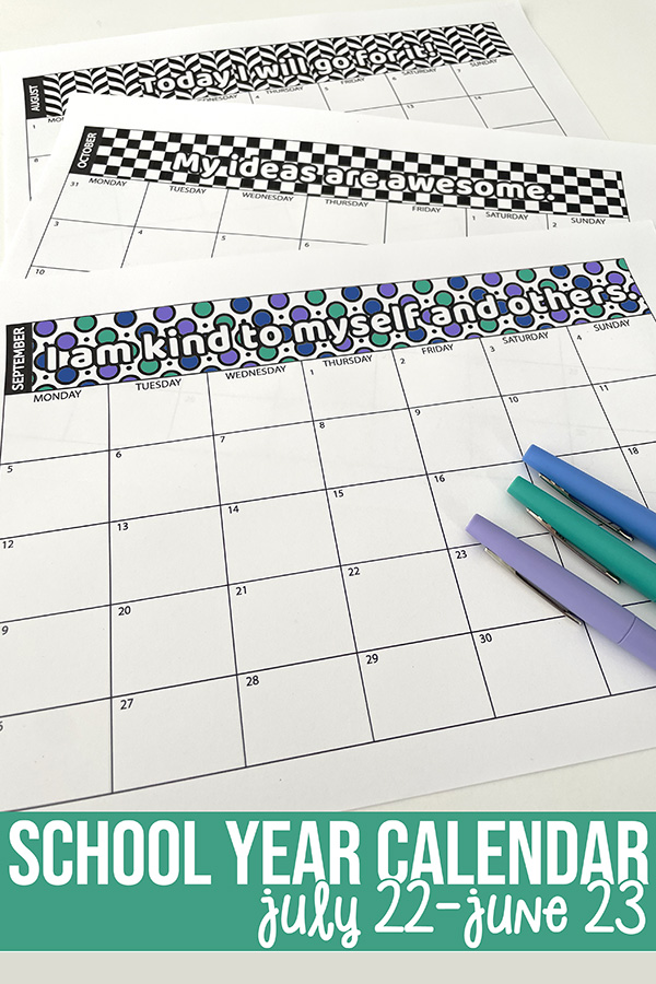 School Year Calendar 22/23 for kids